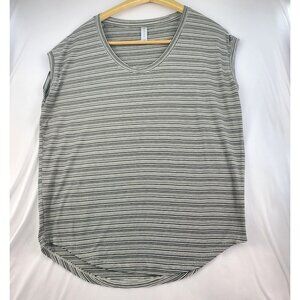 Athleta Cap Sleeve Black White Stripe Cloudlight Stratus Tee T-Shirt Stretch Med